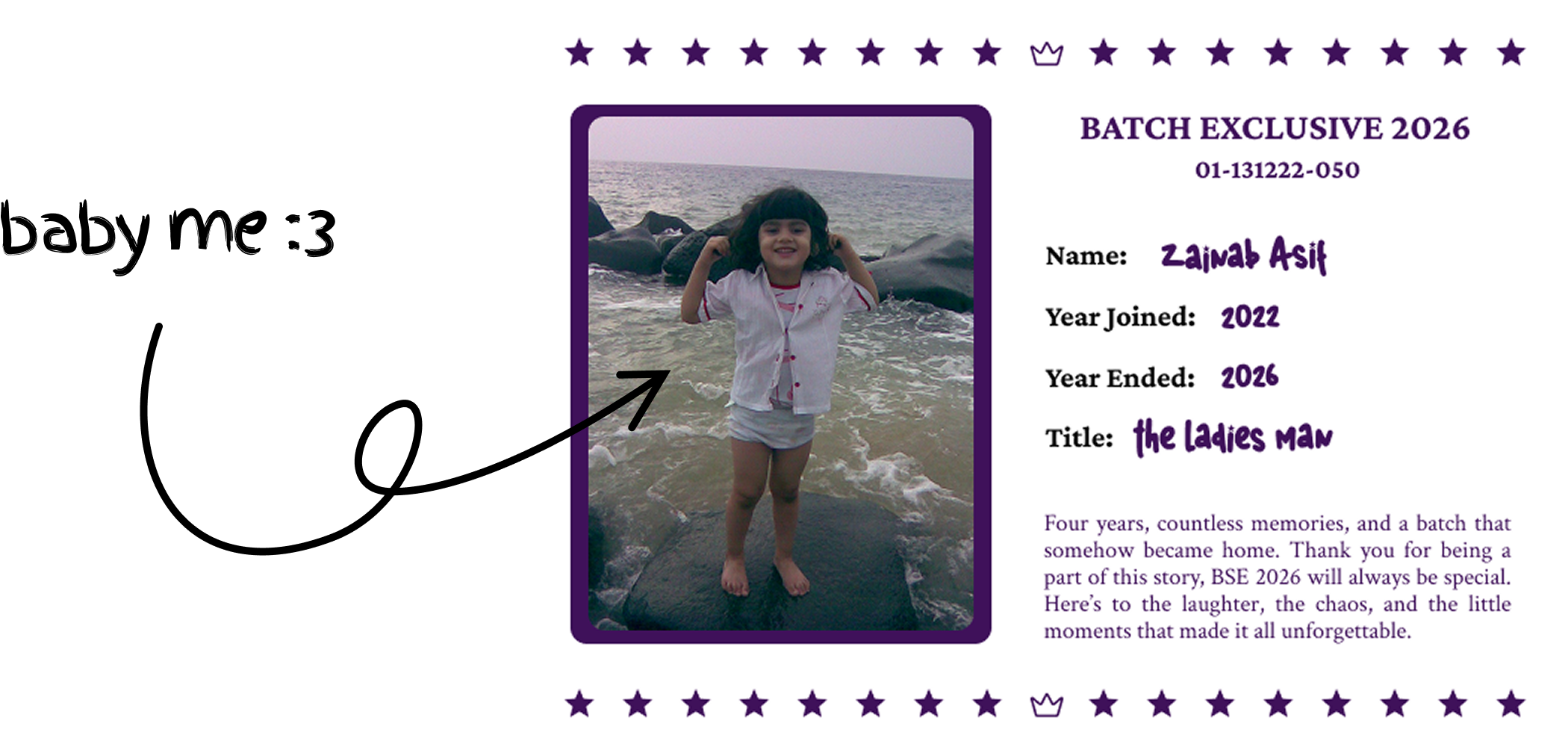 zainab's personal farewell card